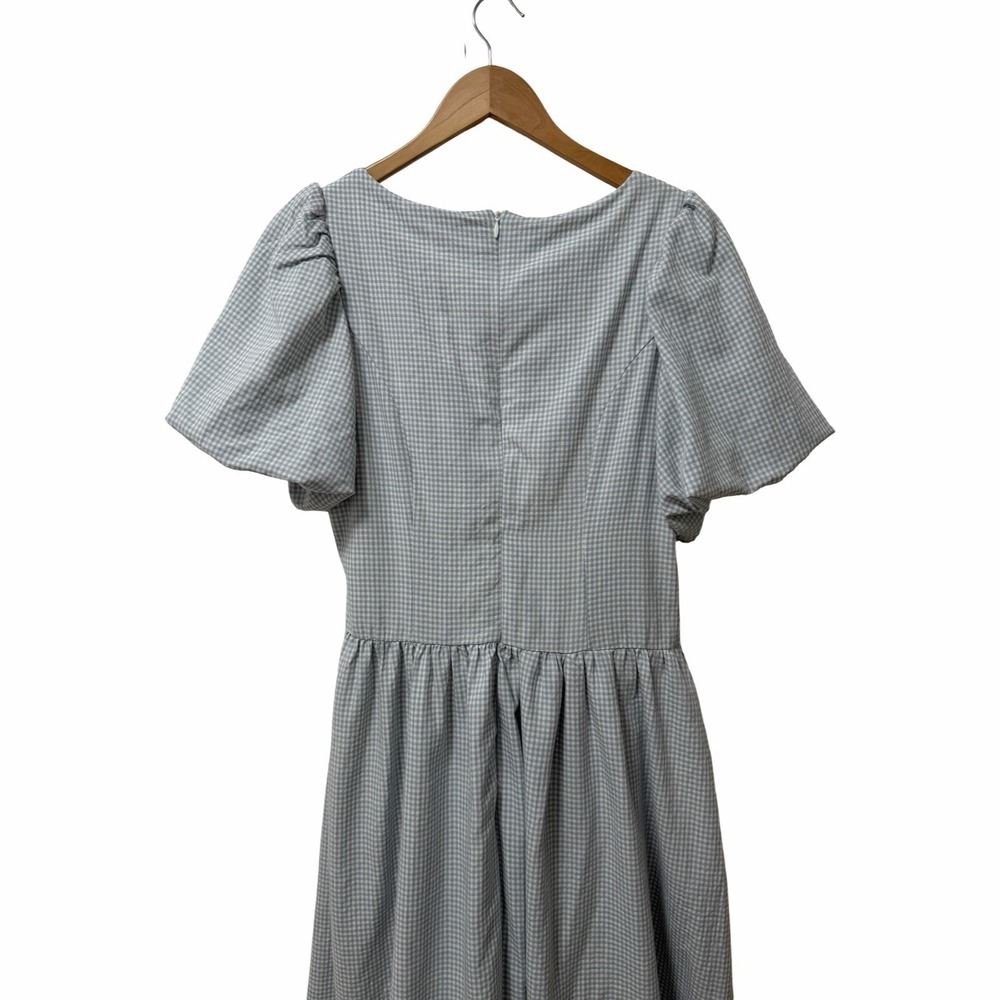 Bohme Elyse Gingham Milkmaid Drop Waist Bow Maxi Dress Size M Cottagecore Modest - Picture 7 of 11